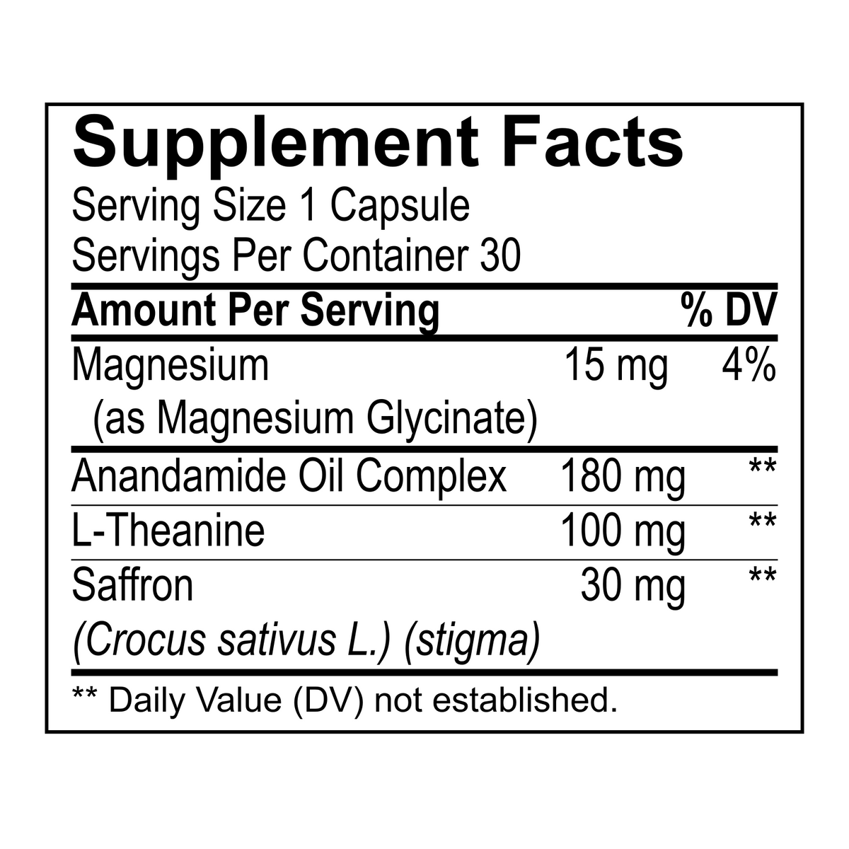 Minnexa® Daily Mood Support Capsules — Saffron, Anandamide Oil Complex, L-Theanine & Magnesium Glycinate